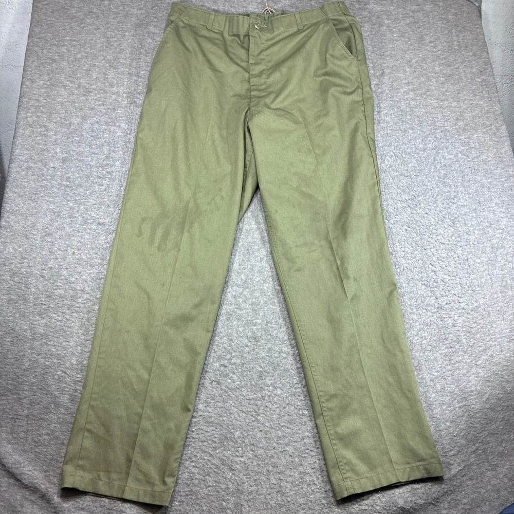 Military‎ Trousers Utility Durable Press OG-507 Mens 36x28 Green Vintage Stains